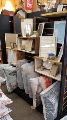 House hold décor, pillows, photo frames and small tables