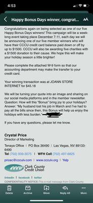 Clark County Credit Union Las Vegas Bonus Holiday Promo!