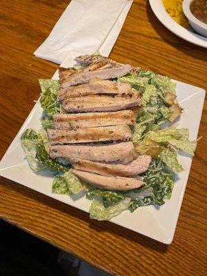 Lo Carb At The Blue Grilled Breast Of Chicken with a SMALL Caesar Salad