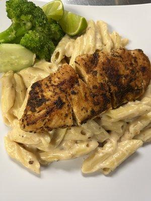 Blackened Chicken creamy penne pasta