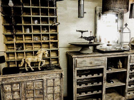 Organized Chaos #wood #wooden #whitetones #cabinets #horsestatue #trinkets #decor #homedecor #vintage #rustic #oneofakind #arizona #tempe #p