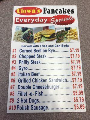 Everyday specials....can also place phone orders 1-773-776-7450