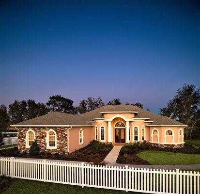 This one story custom designed home was built by Rotunda Homes in Hillsborough County Florida.