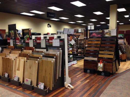 Hardwood flooring and bamboo flooring displays at Contract Furnishings Mart Everett, WA