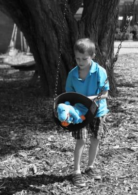 Kids love to play on the playground while their parents shop.