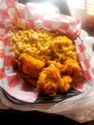 Shrimp and double mac and cheese.