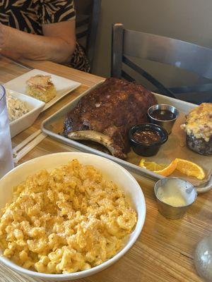 Mac and cheese, ribs, twice baked potato