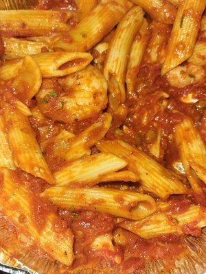 Shrimp fra diavolo (eaten a bit)