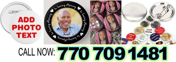 Customized pins with images, Custom buttons with pictures