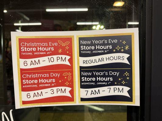 Holiday hours 2024