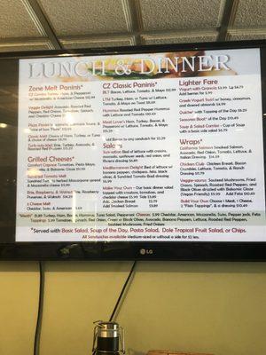 Lunch menu