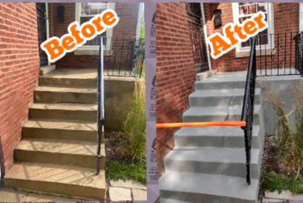 Concrete staircase repair and refinish