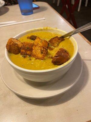 Lentil Soup with Croutons