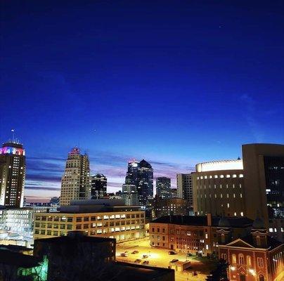 View from West Penthouse balcony (common area) at night