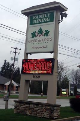 Greg & Lou's Family Restaurant front sign