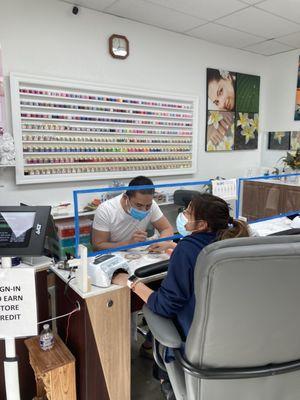 Gel nails with screens for covid precautions