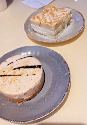 Tres leches cake y cheesecake