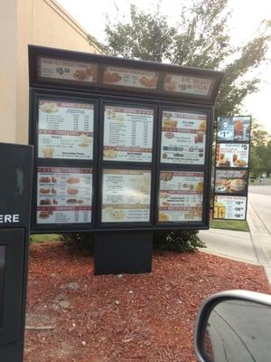 Drive thru menu