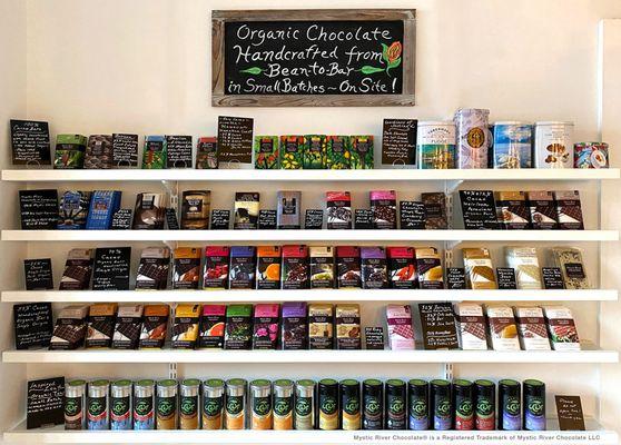 Mystic River Chocolate creates and crafts over 70 different chocolate bars, made fresh from bean-to-bar!