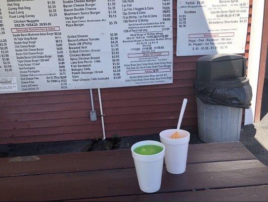 Lemon Lime Slushie And Orange Sherbet