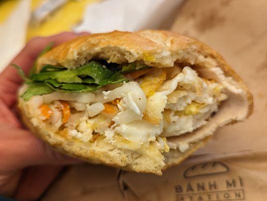 Egg and ham banh mi