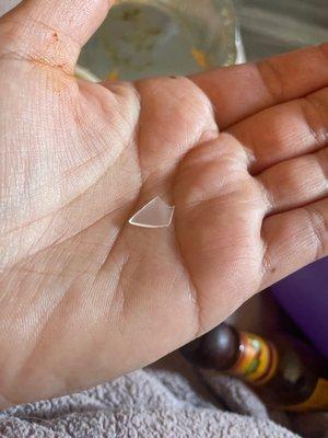 Shard of sharp plastic in my food.