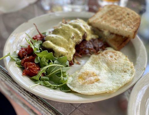 Steak & Eggs with basil hollandaise and sautéed plum tomatoes