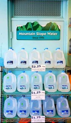 We also have 1 gallon bottles filled in shop. Your choice of alkaline, regular, or ultra