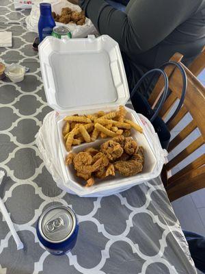 Shrimp wings and fries