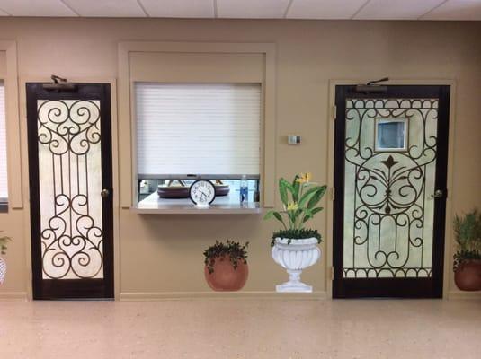 These doors were white . Now they look glamorous