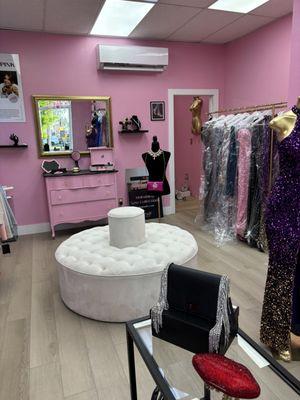 A glimpse of the prom dress pop up boutique.