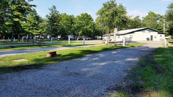 Picnic tables and fire rings.