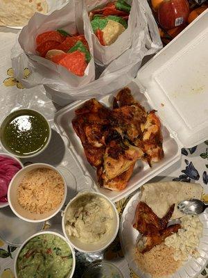 10 pc Chicken Meal Arroz Potato Salad Guac & Chips-20 oz Salsa Verde 4 oz