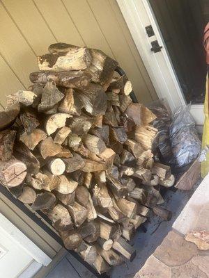 Firewood delivered and neatly stacked