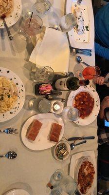 Gnocchi, Fettuccini Alfredo, Homemade Garlic Bread