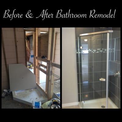 Shower walls flooded and mold growing. Removed walls and shower and completely rebuilt it.