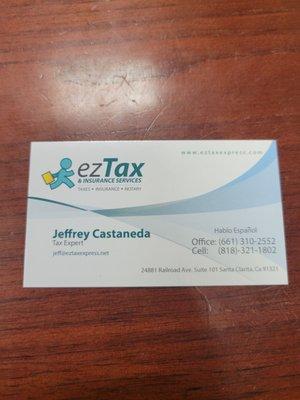 Business Card and contact information.