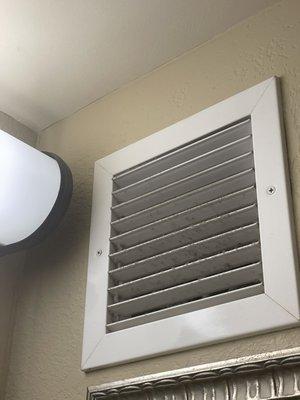 Vent in bathroom was disgusting and actually was a vent that went straight to other room.