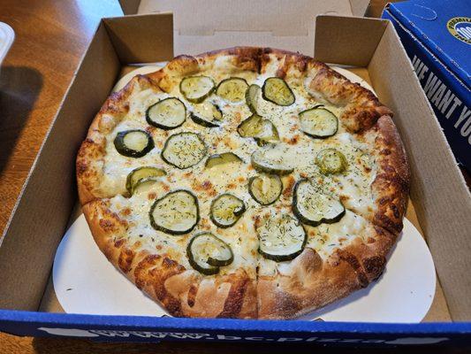 Spicy pickle pizza