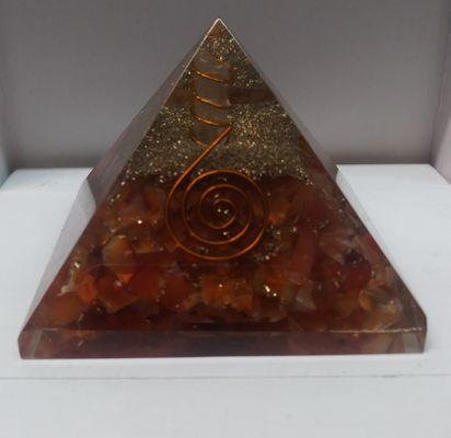 Orgone Energy Red Carnelian Pyramid
 Useful for EMF Protection, Positive Energy Generator, Healing, Divination, Meditation, Balancing.