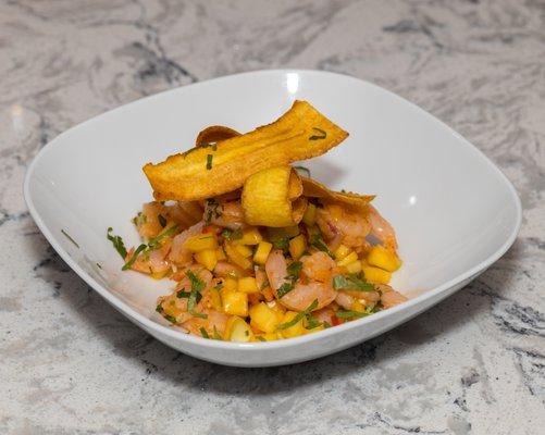 Shrimp ceviche, mango