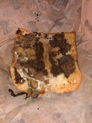 Paid over $10 for this. No meat, hard bread, too many mushrooms. Horrible!