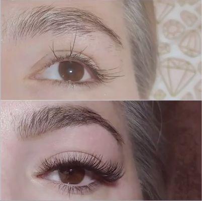 Volume lashes + brow wax