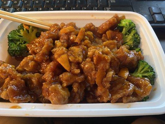 Either orange Beef or chicken you can't go wrong