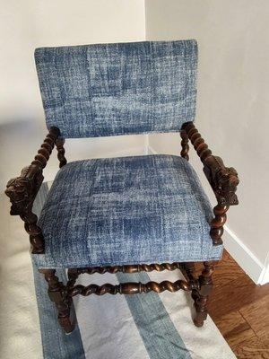 Reupholstered dining room chairs