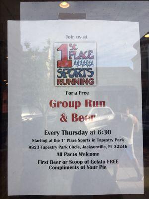 They have group run every Thursdays!