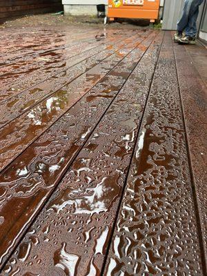 Stained deck after some rain.