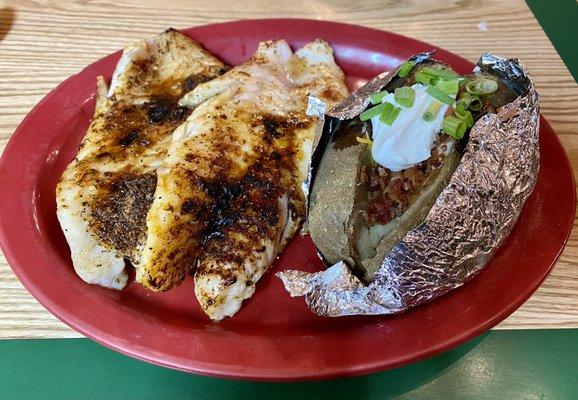 The Grilled Grouper & Baked Potato