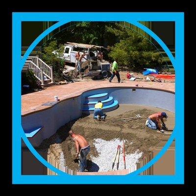 we build in-ground pools and install above ground pools