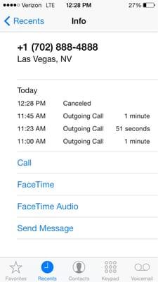 Call log from calling them asking where my can was! Originally called at 11am wasn't picked up until 12:28